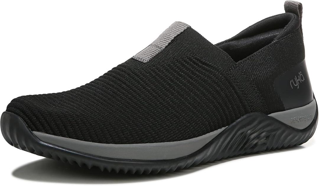 Ryka Women's Echo Knit Loafer (6 Wide, Black/Dark Grey)