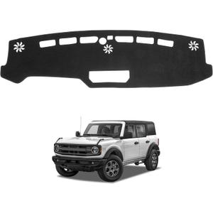Dash Cover Mat Compatible with Ford Bronco 2021 2022 2023 2024 2025 (Not for Sport) Car Interior Dashboard Cover Mat Nonslip Dashmat Sunshade Glare UV Rays Protector Accessories Custom Fit