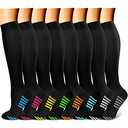 CHARMKING Compression Socks for Women & Men (7 Pairs) 15-20 mmHg Graduated Copper Support Socks are Best for Pregnant, Nurses - Boost Performance, Circulation, Knee High & Wide Calf (L/XL, Multi 32)