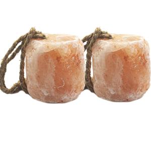2 Pack Himalayan Salt Lick Natural Minerals Block on Rope for Horses,Cattles,Deer,Goat and Other Livestock Long Lasting Original Pink Salt Lick (4.8-6.6 lbs)