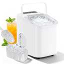 Countertop Ice Maker, Portable Ice Machine with Carry Handle Basket and Scoop, 9 Bullet Cubes Ready in 6 Mins, 26lbs Daily, Self-Cleaning for Home, Kitchen, Camping, RV