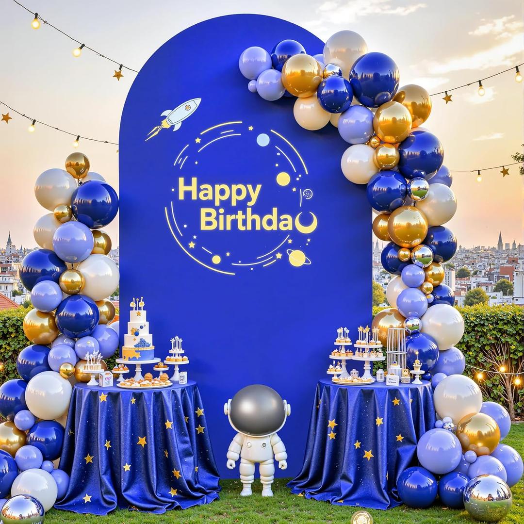 Royal Blue Arch Cover 6FT Spandex Fitted Wedding Arch Stand Covers Round Top Chiara Stretchy Backdrop Cover for Birthday Party Ceremony Banquet Decoration
