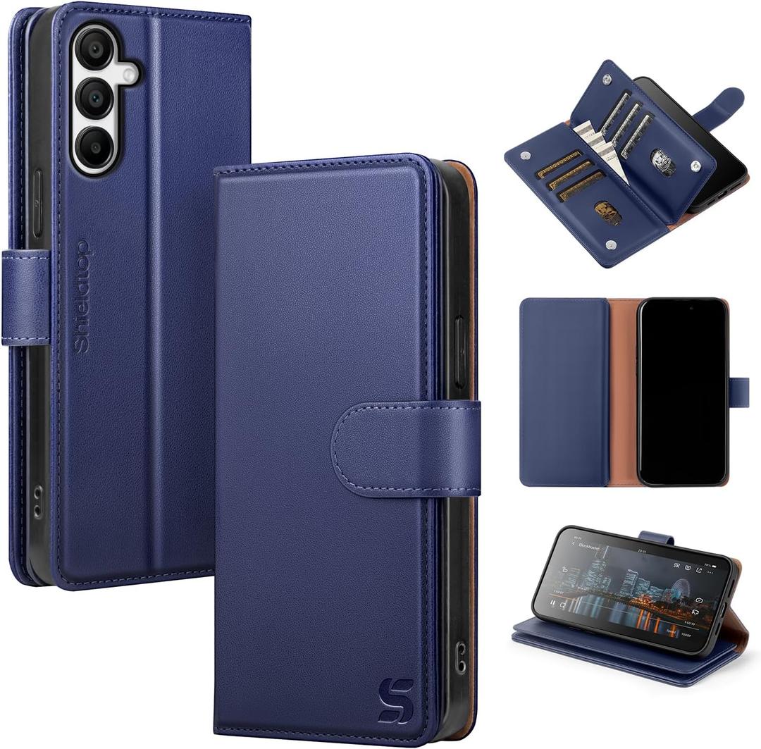 Shieldtop Compatible with Samsung Galaxy A54 5G Wallet Case with Card Holder, Women Men RFID Blocking PU Leather Folio Flip TPU Protective Cover Credit Card Slots, Phone Case for Galaxy A54,Dark Blue