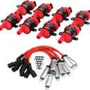 High Performance 8Pcs D585 UF262 Ignition Coils Pack Round Type + 8Pcs 8mm Spark Plug Wire Set Part Number 748UU 12622553 12656210-15% More Energy