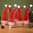 Soulchen 6 Pcs Christmas Santa Hat Tree Red Mini Christmas Tree 12'' Small Tabletop Trees Elf Hat Whimsical Holiday Red Artificial Xmas Table Decorations for Home Office Tabletop Party Holiday