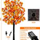 Agusbagli 7FT 128LED Lighted Maple Tree Thanksgiving Decorations with Timer 8 Modes Dimmable Artificial Fall Light Up Tree with 256 Leaves 32 Acorns for Harvest Indoor Outdoor Decor