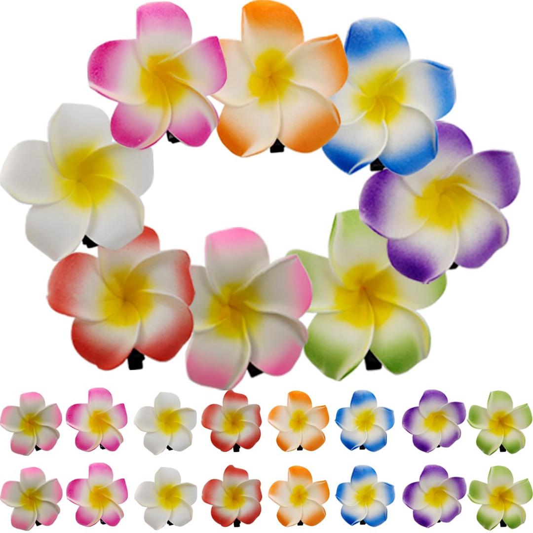 40PCS Frangipani Artificial Foam Hair Clips for Bridal, Wedding, Luau, Beach, Tropical Party Decorations