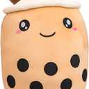 Boba Plushie, 13.7 in Boba Plush Pillow Toy Gifts for Kids, Valentine, Christmas (Brown Round Eye)