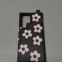 Shorogyt for Samsung Galaxy S22 Ultra Wallet Case with Card Holder - Designer Black Flower Pattern Kickstand Magnetic Clasp Back Flip Folio Leather Phone Cases for S22 Ultra for Women Men Girls