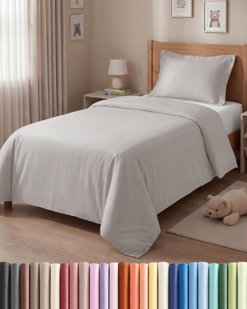 Duvet Cover Twin/Twin XL Size Set - Extra Soft Twin/Twin XL Duvet Cover 68" x 90" with 1 Pillow Sham - Hotel Luxury, Easy Care, Fade Free w/ Zipper Closures & Ties - Comfy & Breathable (Light Grey)