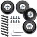OwnMy 50mm x 18mm Luggage Wheels Replacements Set of 4 Mute Suitcase Replacement Wheels with Black Screws Axles Bearings, Rotatable Rubber Luggage Replacement Wheels Silent Suitcase Swivel Wheels Kit