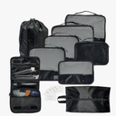 9 Set Packing Cubes - Suitcase Organizer, Cute Packing Cubes, Travel Bags Organizer for Luggage with Hanging Toiletry and Shoe Bag, Travel Essentials for Women, Men and Kids -Black