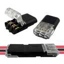 MateIJS 30PCS 3-Pin Double Wire Plug-in Connector with Locking Buckle, No-Stripping Quick Splice Clips for 22-18 AWG LED Strip Light & Electrical Cable, Tool-Free Fast Secure Connection