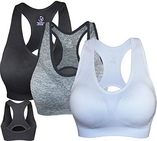 KINYAOYAO Racerback Sports Bras for Women - Padded Seamless High Impact Support for Yoga Gym Workout Fitness, Size: XXL