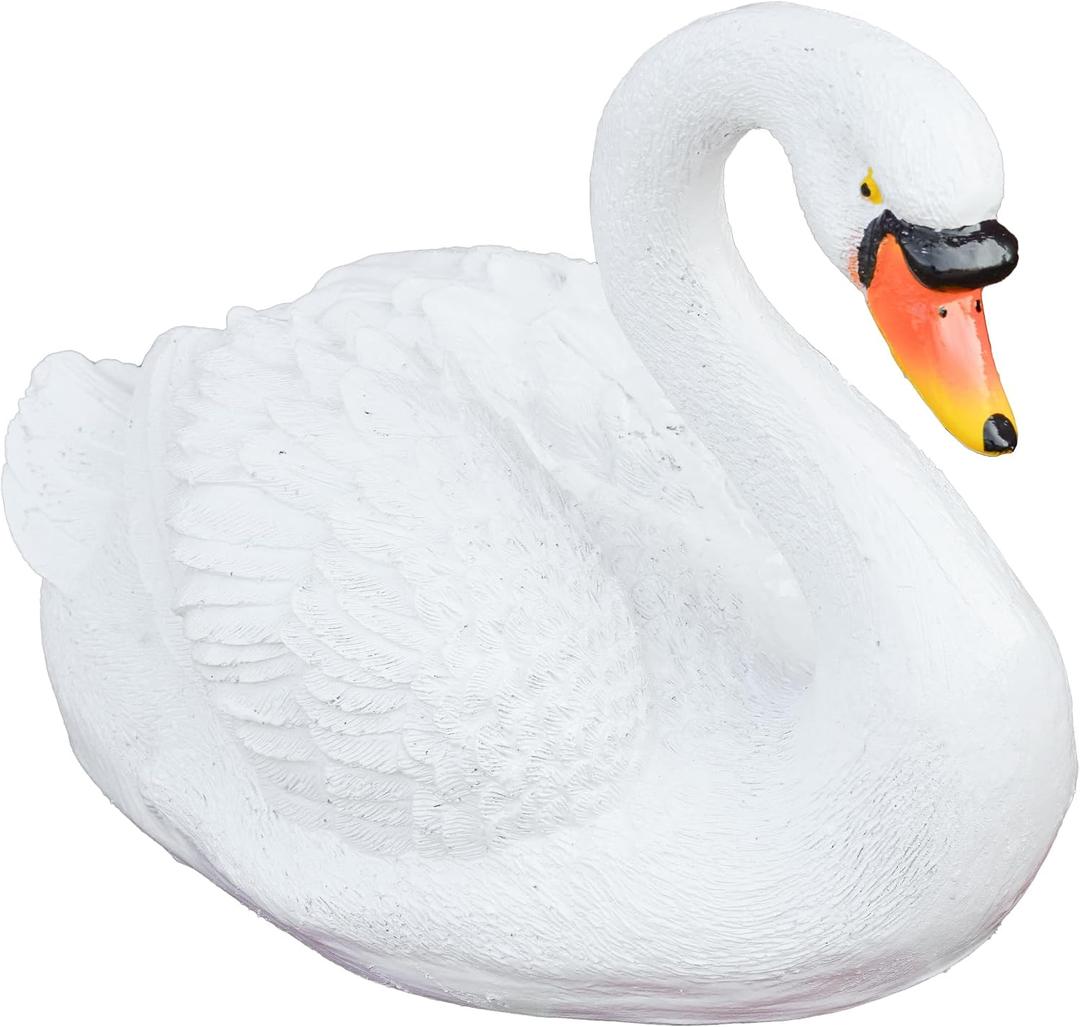 White Resin Swan Figurine, Floating Simulation Swan Statue for Garden Pond, Realistic Garden Animal Sculpture Ornament for Balconies and Terraces
