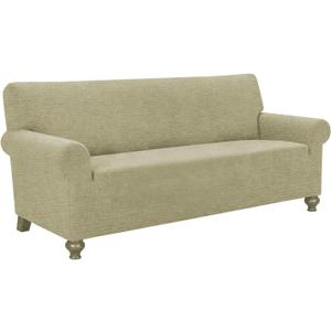 URBANLIFE 1-Piece Stretch Sofa Slipcovers for 3 Cushion Couch, Super Stretch Spandex Non-Slip Sofa Cover with Elastic Bottom, Machine Washable Furniture Protector for Kids & Pets, Coffee