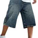 GINGTTO Mens Baggy Jean Shorts Loose Fit Long Denim Shorts Below Knee 15 Inch Inseam, Size 34