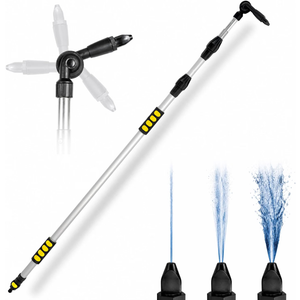 20ft Reach Telescopic Gutter Cleaning Tools from the Ground – Rain Gutter Cleaner with Heavy Duty Bendable Wand, Hose Attachment, Extension & Connecting Adapter | O-Ring Leak Proof Design