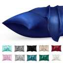 phyrec Satin Silk Pillowcase for Skin and Hair, 4 Pack - Envelope Closure - Bedding Queen Pillow Cases(20" x 30"), Soft Breathable Smooth Cooling Silk Pillow Covers for Sleeping, Navy