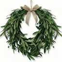 16" Heart Shaped Artificial Olive Leaf & Fruit Wreath - Realistic Green Olive Branches with Spring Floral Accents, Farmhouse Wall Door Wedding Arch Window Hanging for Indoor Outdoor
