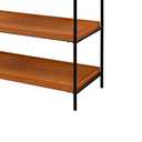 Rectangular Wooden Top Metal Frame Sofa Table, Brown and Black , 3 Tier