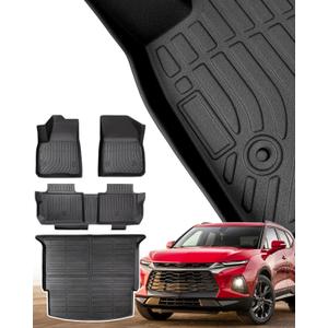 DrCarNow for Chevy Blazer Floor Mats(Gas Only),2025 2024 2023 2022 2021 2020 2019 for Chevrolet Blazer All Weather Heavy Duty Rubber Car Tech Trunk Mats Set Base/Premier/RS/L/LS/LT Blazer Accessories