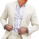 Boys Linen Suits Casual 2 Piece Summer Beach Wedding Tuxedo Suit for Boy Ring Bearer Outfit (6, Ivory)