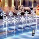 ElectricWise 10 Pcs Christmas Snowflake Pathway Stake Lights for Outdoor Yard, 370 Bright LEDs Waterproof Large Christmas Snowflake Light Decoration for Garden Lawn Driveway Walkway Decor(Cool White)