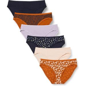 Amazon Essentials Women's Breathable Cotton Bikini Brief Underwear with Full Coverage, Multipacks (L)