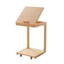 Custom C-shaped Sofa Side Table Wood Coffee Table Living Room Furniture Adjustable Bamboo Sofa Side Table With Rotating Wheel