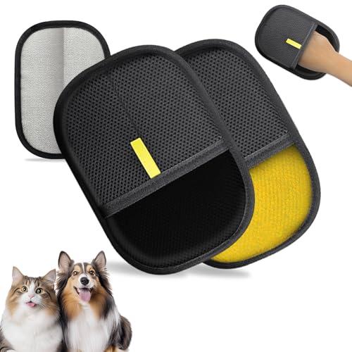 NEBALASTE 2Pcs Pet Hair Remover Gloves Brush for Dogs & Cats,Electrostatic Reusable Pet Hair Fur Remover Tool for Laundry,Clothing,Couch,Carpet,Car Seat Colored for Soft Area,Black for Hard Area
