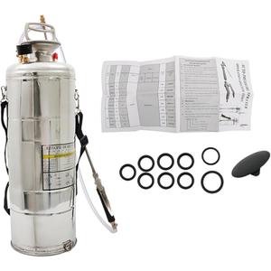 3 Gallon Stainless Steel Sprayer, 20 Wand & 3FT Reinforced Hose, Heavy Duty Hand Pump Sprayer with Pressure Gauge, Safety Valve and Adjustable Nozzle, for Lawn, Garden Watering (Silver-12L)