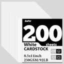 OcePor 200 Sheets White Cardstock 8.5 x 11, 92lb/250gsm Card Stock Paper, Thick Printer Cardboard Paper, Heavy Cardstock for Invitation, Resume, Certificate, Business Cards, Office