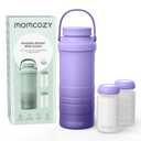 Momcozy 22oz Portable Breast Milk Cooler for Outdoor, Life Saver with 360 Total Cooling for 24 Hours, Larger Capacity Travel Breastmilk Chiller with 2pcs Baby Bottles for Breastmilk Storage, Purple