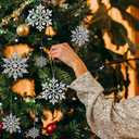 Christmas Ornaments Snowflake Decorations Christmas Tree Indoor Outdoor Decoration 36 Pcs Plastic Glitter Silver Snowflake Ornaments Set Hanging Winter Wonderland Holiday Party Decorations