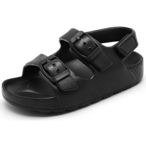 INMINPIN Toddler Boys Girls Buckle Sandals Comfort Open Toe Sandal with Adjustable Back Strap (Black, 6)