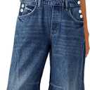 PLNOTME Womens Denim Bib Overalls Barrel Leg Adjustable Strap Jean Pants Jumpsuits with Pockets (Medium, Navy)