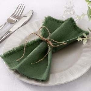 Socomi Linen Napkins Green Fall Thanksgiving Cloth Napkins Bulk Washable Cotton Napkins Set of 10 17"x17" for Wedding Party Bridal Baby Shower Birthday Table Decorations