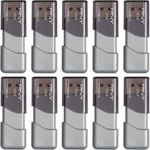 PNY 32GB Turbo Attaché 3 USB 3.0 Flash Drive, Silver (Pack of 10)