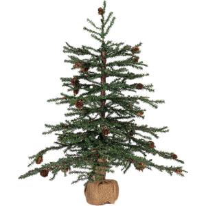 Vickerman 24" Caramel Pine Artificial Christmas Tree Unlit- Featuring 480 PVC Tips - Pine Cone Accented - Seasonal Indoor Home Decor with Decorative Burlap Base (2ft)