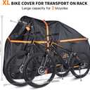 800D Heavy Duty Bike Cover for Transport 2 Bikes, Outdoor Bike Covers for 2 Bikes on Rear Bike Rack, Waterproof Windproof Electric Bicycle Cover with Straps & Storage Bag