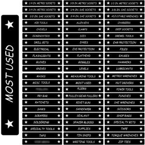 Tenare Toolbox Organization Magnetic Labels - 66 Pcs Steel Tool Chest Drawer Labels (4.5x0.75) |Magnets, Quick & Easy Organizer | Fits All Brands, Cabinets & Tool Boxes(Black)
