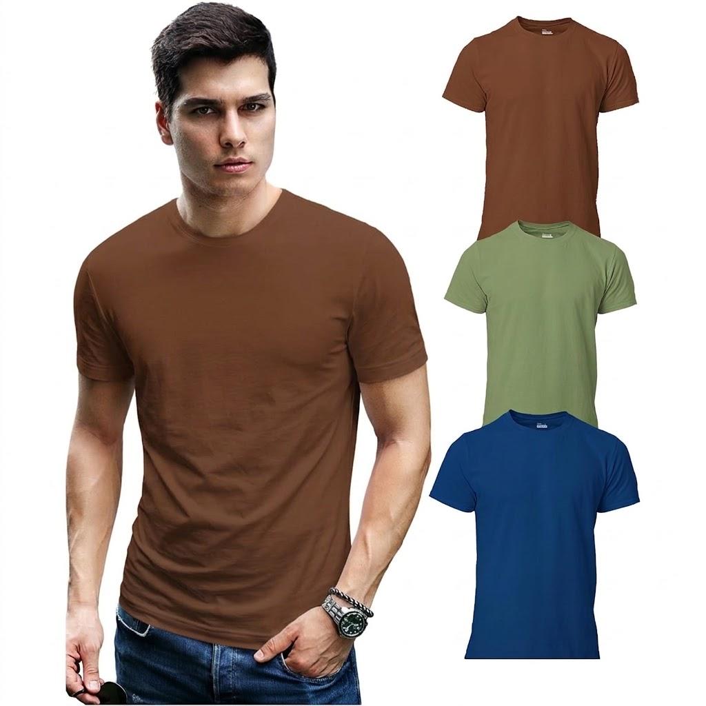 Men's Short Sleeve Crew Neck T-Shirt, with Modern Cut (Red, L)