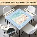 FDHSPAAM Coastal Beach Mahjong Mat 31.5 x 31.5 Inch, Preppy Pink and Blue Ocean Seaside Summer Non-Slip Noise Reduction Mahjong Table Mat for American Mah Jong Poker Card Board Games Dominoes