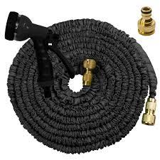 150FT Black Expandable Garden Hose Pipe Flexible Garden Lawn Hose with 7 Dial Spray Nozzle