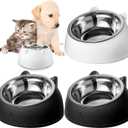 Irenare 4 Pcs Raised Cat Food Bowls Stainless Steel Tilted 15 Elevated Non Spill Kitten Puppy Food Bowl Slanted Dog Elevated Dish for Pets Dog Feeder Feeding(6.76oz)