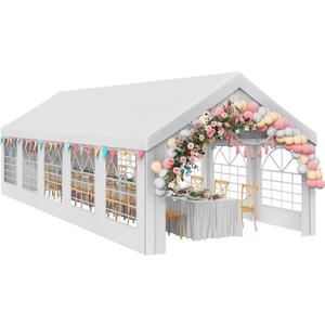 YITAHOME 16x32ft Party Tent Heavy Duty Outdoor Wedding Tent Canopy Event Shelters Upgraded Galvanized Steel Carport with Removable Sidewall Windows for Commercial and Parties, White