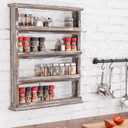 MyGift Wooden Spice Rack Wall Mount, Hanging 4 Tier Seasoning Jar Shelf Organizer, Condiment Storage for Kitchen, Pantry, Large Spice Organization, Vintage Rustic Torched