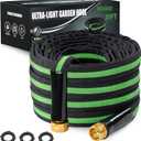 25 ft Garden Hose - Lightweight, Super Flexible, Non-Expanding, Kink-Free, Ideal for Yard Outdoor Use with Convenient Storage (Black-Green, 25 FT)