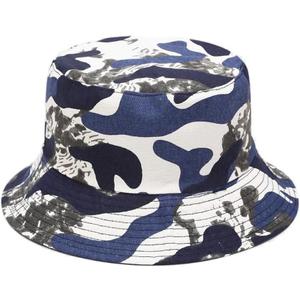 Quanhaigou Reversible Printed Bucket Hat,Summer Beach Outdoor Cap (One Size, Camo Blue)